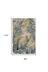 8' X 10' Ivory Hand Tufted Tropical Palms Indoor Area Rug