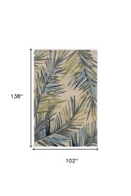 9' X 12' Ivory Hand Tufted Tropical Palms Indoor Area Rug