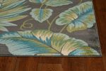 5' X 8' Grey Teal Machine Woven Tropical Indoor Area Rug