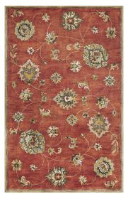 8' X 11' Sienna Orange Hand Tufted Traditional Floral Indoor Area Rug