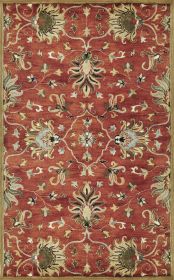 9' X 13' Sienna Orange Hand Tufted Traditional Floral Allover Indoor Area Rug
