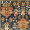 3' X 5' Navy Blue Hand Tufted Wool Traditional Floral Indoor Area Rug