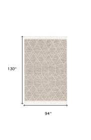 8' X 11' Ivory Grey Machine Woven Geometric Indoor Area Rug
