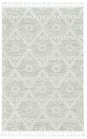 5' X 8' Beige and Ivory Geometric Area Rug