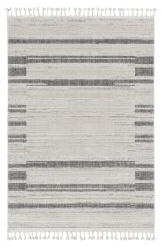 94 X 130 Ivory  Grey Polyester Rug