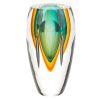 95 Mouth Blown Amber And Green Art Glass Vase