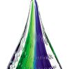 11" Clear Blue and Green Murano Glass Modern Abstract Tabletop Sculpture