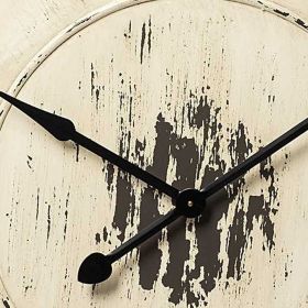 3" Circle Antiqued White Wood Analog Wall Clock