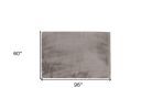 Luxe Faux Rabbit Fur Rectangular Rug 5' X 8'   - Grey