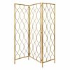 Golden Scroll Three Panel Room Divider Screen