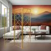 71" Gold IronFolding Three Panel Screen Room Divider