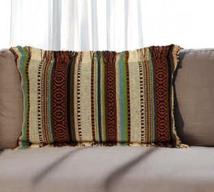 14" X 24" Brown Cotton Throw Pillow