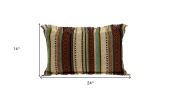 14" X 24" Brown Cotton Throw Pillow