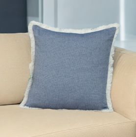 20" Blue and White Cotton Throw Pillow