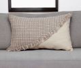 14" X 24" Beige Cotton Throw Pillow