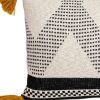 20" X 20" Beige and Black Cotton Throw Pillow