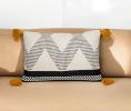20" X 20" Beige and Black Cotton Throw Pillow