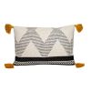 20" X 20" Beige and Black Cotton Throw Pillow