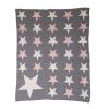 Grey Ivory And Pink Stars Knitted Baby Blanket