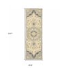 3' X 8' Blue And Ivory Bohemian Runner Rug