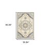 5' X 8' Blue And Ivory Bohemian Area Rug