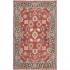 4' X 6' Red And Blue Bohemian Area Rug