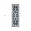 3' X 8' Navy And Blue Bohemian Area Rug