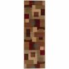 3' X 8' Red And Tan Geometric Runner Rug