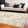 9' X 12' Beige And Ivory Center Jewel Area Rug
