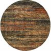 7' Round Gold And Slate Abstract Area Rug