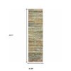 2' X 8' Gold And Green Abstract Runner Rug