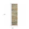 3' X 12' Gold And Green Abstract Runner Rug