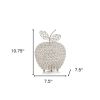 11" Silver and Clear Faux Crystal Decorative Apple Tabletop Sculpture