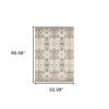 5' X 8' Ivory Gray Abstract Ikat Indoor Area Rug