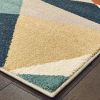 8' Blue Green Beige Retro Wedge Indoor Runner Rug