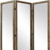 Three Panel Natural Zig Zag Wood Room Divider Screen