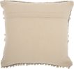 20" Gray and Cream Cotton Blend Throw Pillow With Embroidery