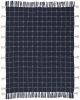 Navy And White Stitched Square Pattern Cotton Throw Blanket