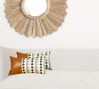 Set Of 2 Diamond Patterned And Brown Faux Leather Lumbar Pillow Covers