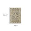 7' X 10' Beige And Gray Traditional Medallion Indoor Area Rug