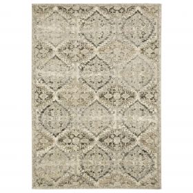 7' X 10' Ivory And Gray Floral Trellis Indoor Area Rug