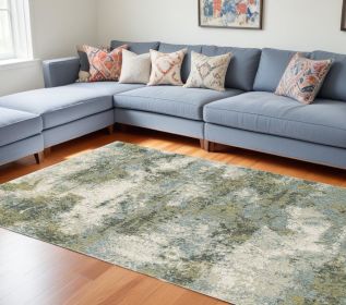10' X 13' Blue Green Power Loom Area Rug