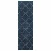2' X 8' Blue And Ivory Trellis Indoor Runner Rug