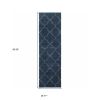 2' X 8' Blue And Ivory Trellis Indoor Runner Rug