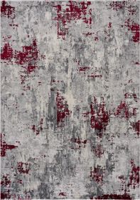 6' X 9' Red Abstract Dhurrie Area Rug