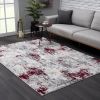 9' X 13' Red and Gray Modern Abstract Area Rug
