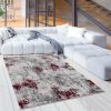 9' X 13' Red and Gray Modern Abstract Area Rug