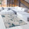 4' X 6' Blue Abstract Dhurrie Area Rug