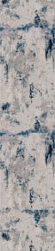 8' Blue Abstract Dhurrie Runner Rug