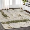 5' X 7' Green Abstract Dhurrie Area Rug